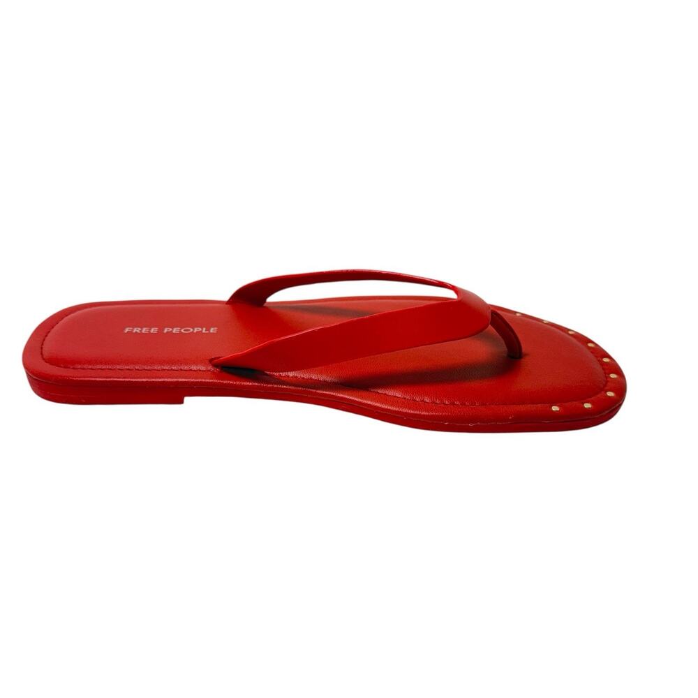 Free People Women's Red Sona Thong Sandal Flip Flop Flat Studded SZ/7 - Picture 4 of 10